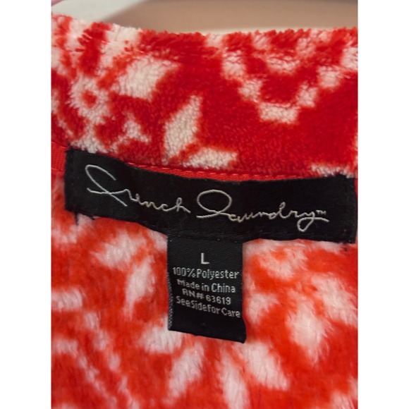 French Laundry Red Snowflake Fleece Vest‎ Women's Size L Full Zip Pockets - Picture 2 of 7